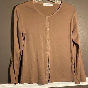 Fresh Produce Brown Snap-Up Cardigan T-Shirt weight